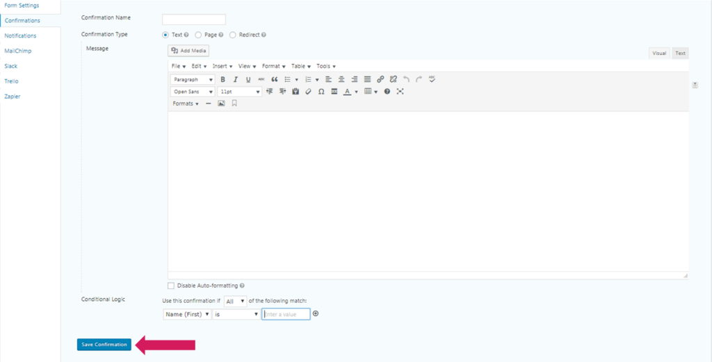 How to Customize Confirmations message in Gravity Forms