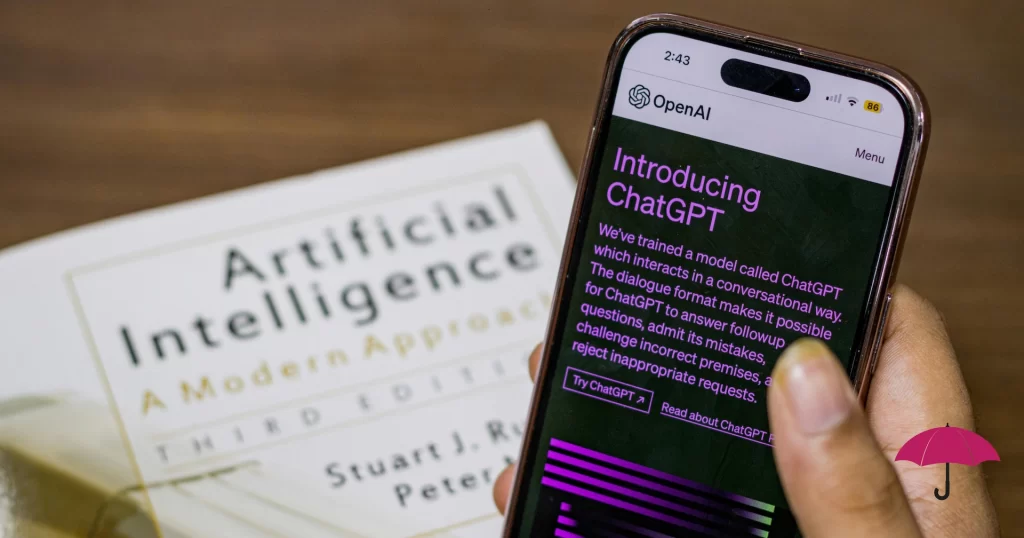 a person holding a smartphone and asking questions to ChatGPT