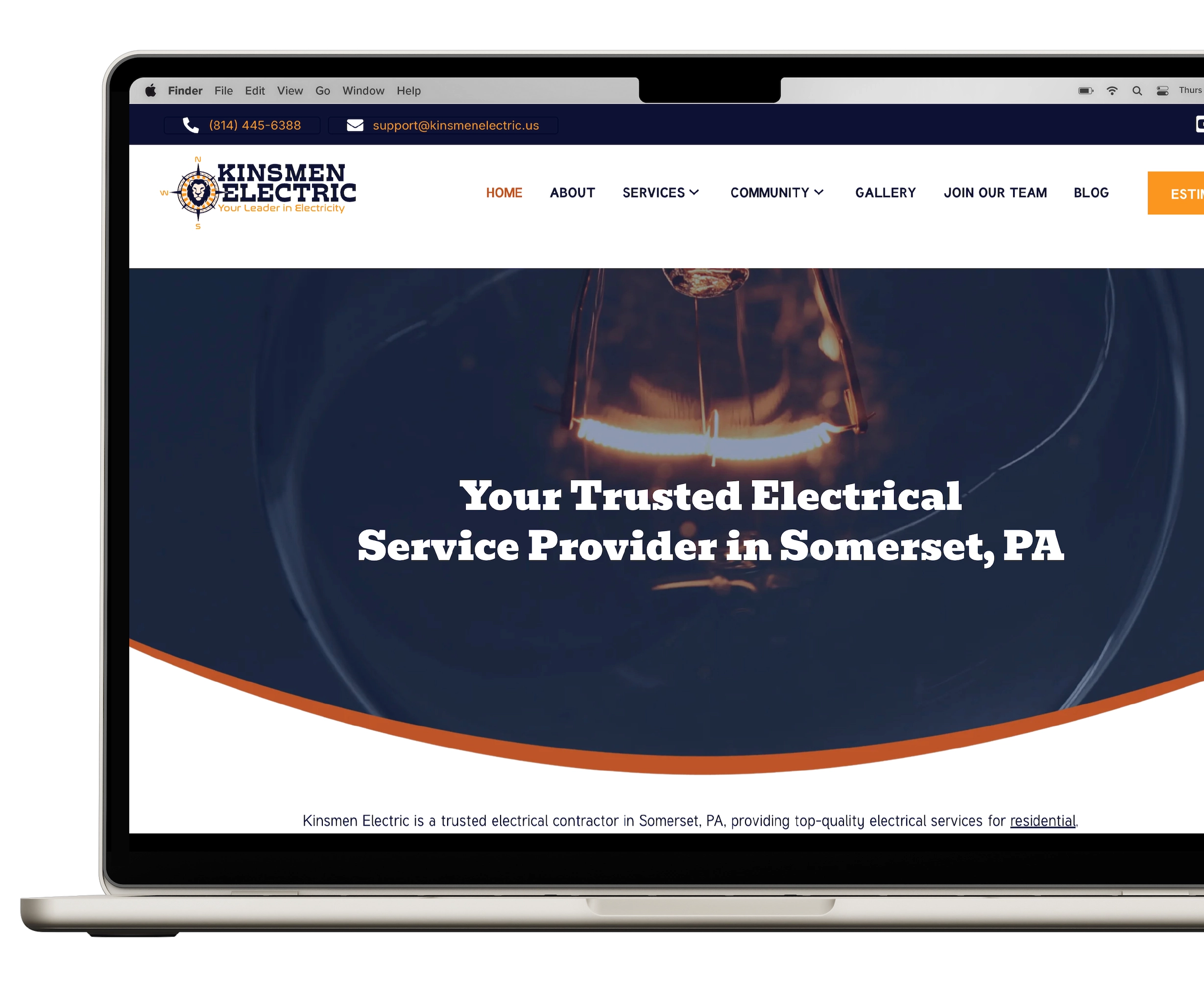 Laptop Mockup of Client Website