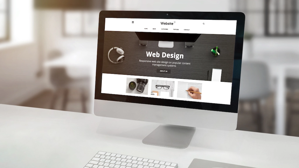 Example of a clean website homepage design displayed on a desktop monitor
